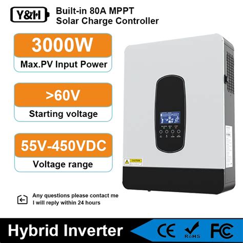 Yandh 3200w Solar Hybrid Inverter Dc24v To Ac230v Off Grid Pure Sine