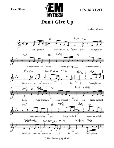 Dont Give Up Sheet Music Pdf Rick Muchow Praisecharts