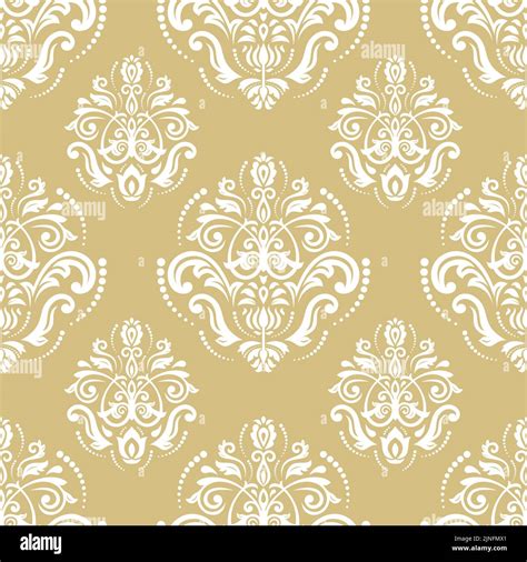 Orient Classic Pattern Seamless Abstract Golden And White Background