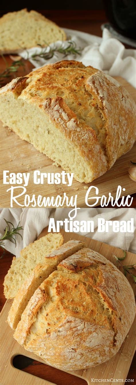 Easy No Knead Rosemary Garlic Artisan Bread Kitchen Cents This