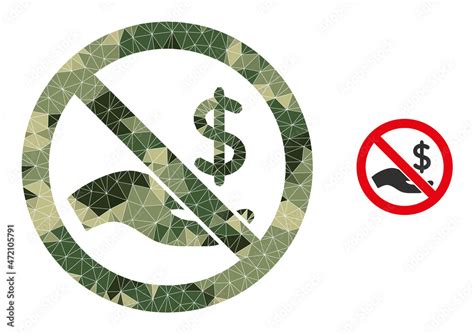 Camouflage Low Poly Collage Forbid Dollar Payment Icon Low Poly Forbid