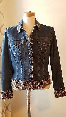 Coldwater Creek Denim Jacket With Tweed Accents Size 8 EBay