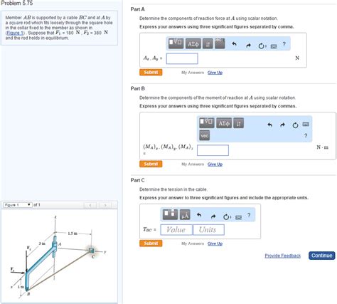 Solved Determine The Components Of Reaction Force At A Using Chegg