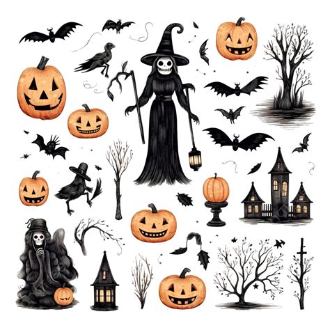 Colección De Halloween Con Elementos Dibujados A Mano Png Bruja