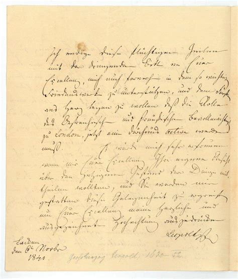 Eigenh Brief mit U von Leopold Großherzog von Baden 1790 1852