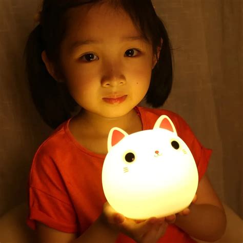 Led Usb Lamp Colorful Silicone Cat Night Light Cute Animal Soft Cartoon