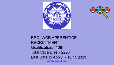 RRC WCR Apprentice Recruitment 2021 Apply Online For 2226 Posts