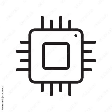 Computer chip icon. Linear template for digital tech logo. Black simple ...