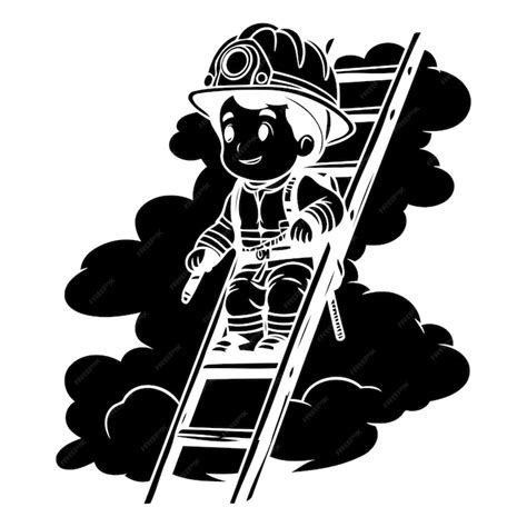 Premium Vector | Fireman on ladder vector illustration of a fireman on ...