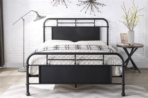 Keston Industrial Style Black Metal Bed Frame Double King Size