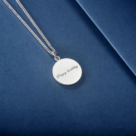 Personalized Custom Photo Engraved Circle Pendant Necklace In Sterling Silver