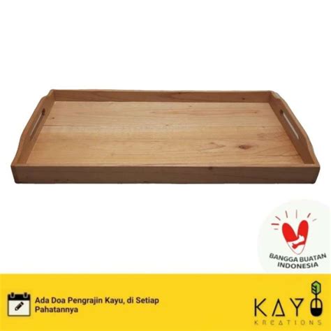 Promo NAMPAN Kayu Aesthetic Kotak Besar Tempat Saji Mahoni 25X45cm