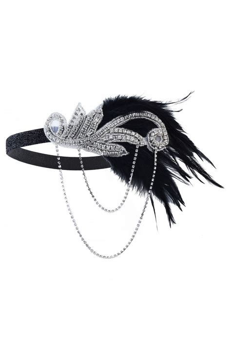 Silver Jewelled Black Feather Headband Perth Hurly Burly