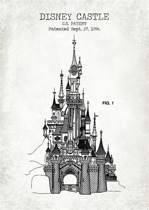 DISNEY CASTLE patent old canvas Digital Art by Dennson Creative - Pixels