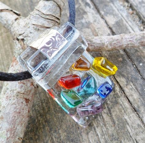 7 Chakras Pendant Fused Glass Pendant Murano Glass Jewelry Handmade Fused Glass Chakra