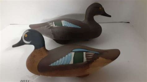 Pair Of Carved Signed Captain Harry Jobes Duck Decoys Delaware