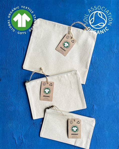 Gots Organic Natural Canvas Zip Pouches Cotton Bag Co