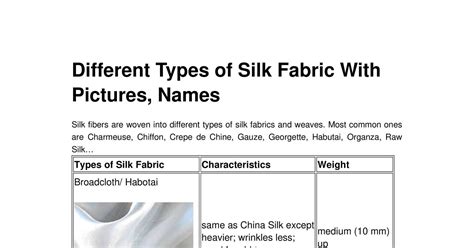 Different Types Of Silk Fabric With Pictures Pdf Docdroid