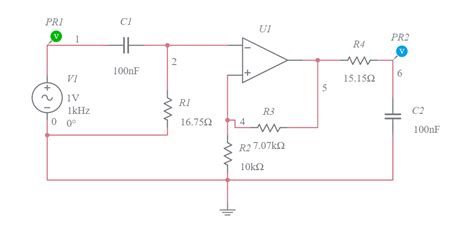 Band Pass Filter Multisim Live