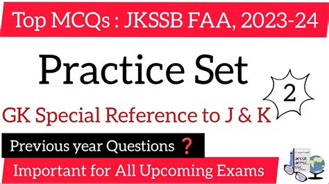 GK With Special Reference To J K MCQs Expected Questions GK