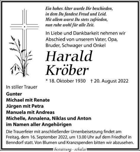 Gedenkkerzen von Harald Kröber trauer anzeigen de