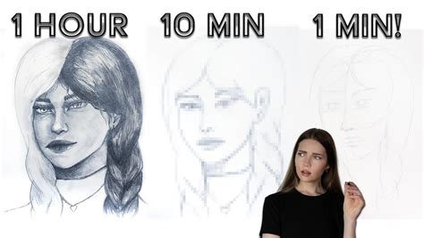 Speed Drawing 1 Min 10 Min And 1 Hour Art Challenge 🚂 Youtube