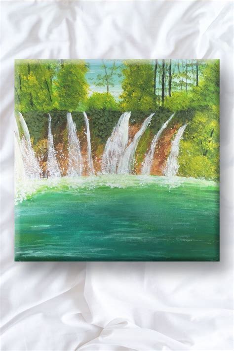 Easy Waterfall Painting with Acrylic | Waterfall paintings, Water ...