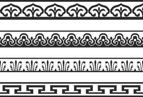 Vector Monochrome Seamless Kazakh National Ornament Ethnic Pattern