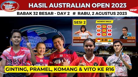 Hasil Australia Open 2023 Hari Ini Day 2 Ginting PraMel Komang