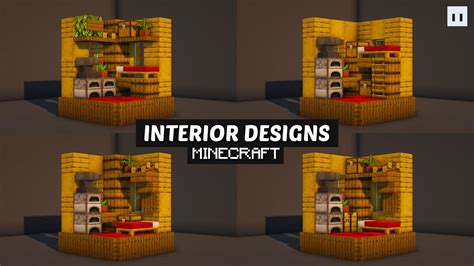 Minecraft 3x3 Interior Designs Small And Simple Survival House Interior Youtube