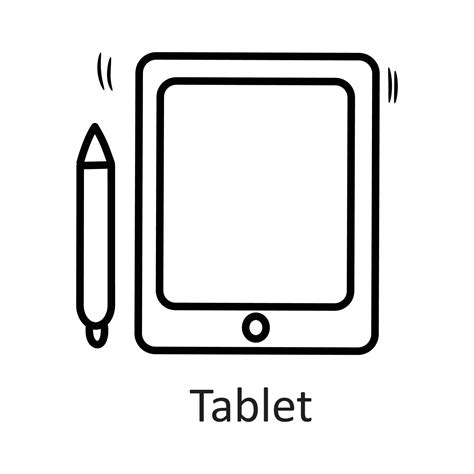 Tablet Vector Outline Icon Design Illustration Stationery Symbol On