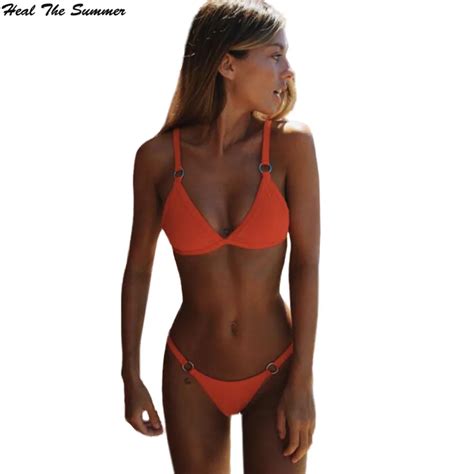 Heal The Summer 2018 New Bikini Women Swimwear Set Swimsuit Push Up Padded Solid Color Sexy Gift
