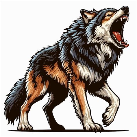 Vector De Dibujos Animados De Lobo Lindo En Fondo Blanco Vector Premium