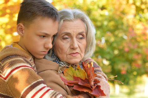 Premium Photo Portrait Of A Grandmother With Grandson Close Up