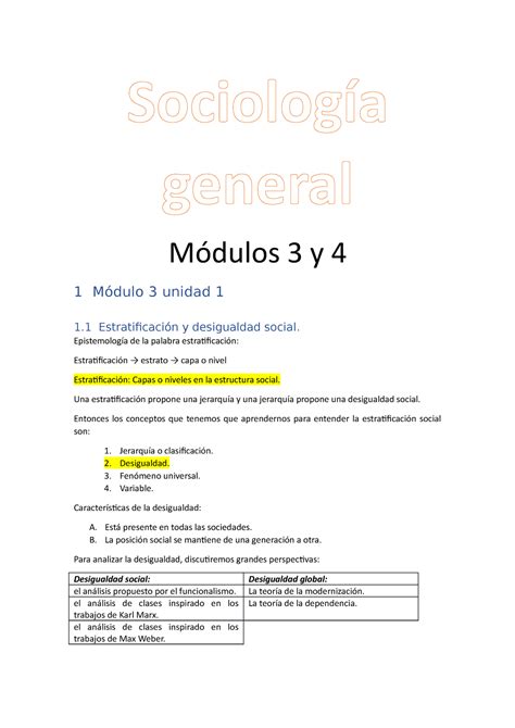 Sociolog A Resumen M Dulo Y Sociolog A General M Dulos Y