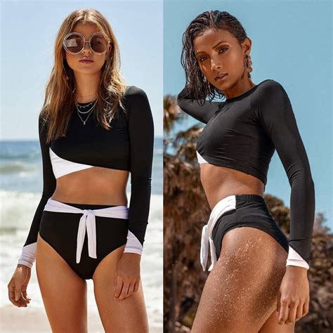 Modern Long Sleeve High Waist Bikinis Women Swimwear Beachwear High Waist Bikini And Long