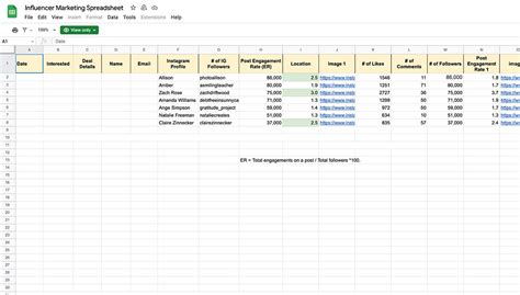 Instagram Influencer Marketing Spreadsheet [Free Download] - Tuff