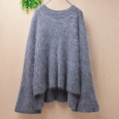 Mink Cashmere Angora Mohair Knit Damsel Grey Gray Sweater Jumper Lux Ebay