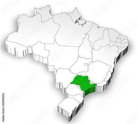 Brazilian map with Sao Paulo state highlighted - Buy this stock ...