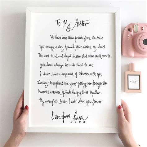 Personalised Sister Print Poem Unframed By Ajcde Letter To Sister