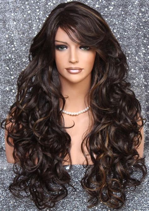 Beautiful Human Hair Blend Brown Blondelight Auburn Mix Long Etsy Long Layered Hair Long