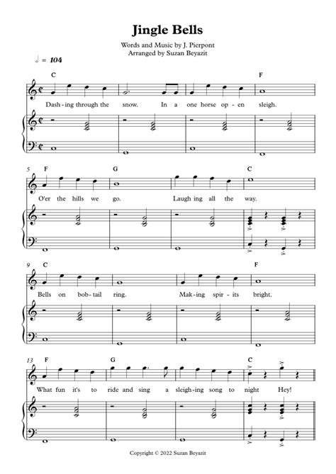 Jingle Bells Easy Duet Piano Violin Duet Arr Suzan Beyazit By