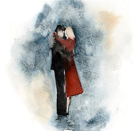 Couple Love Story Art Print Hugging Couple In Love Watercolor Etsy