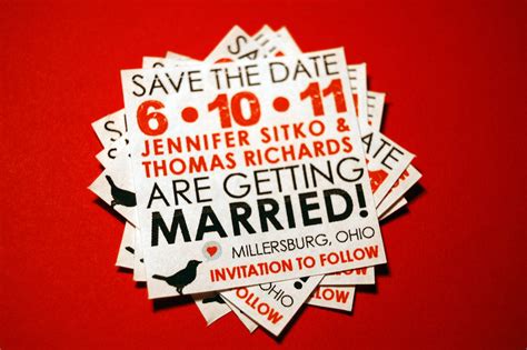 Wedding Save the Date Stickers Red Black Tan