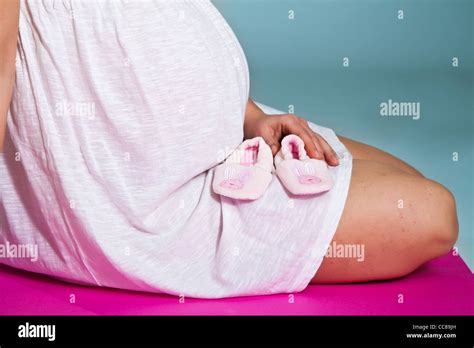 Cute Pregnant Brunette Stock Photo Alamy