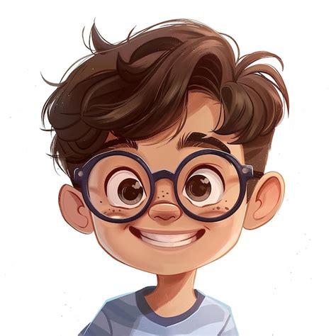 Premium Photo | Cute Cartoon Avatar Animated Boy Glasses