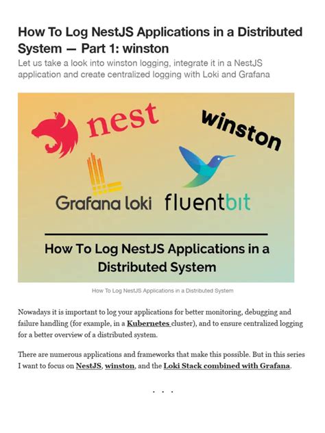 How To Log Nestjs Applications In A Distributed System Part 1