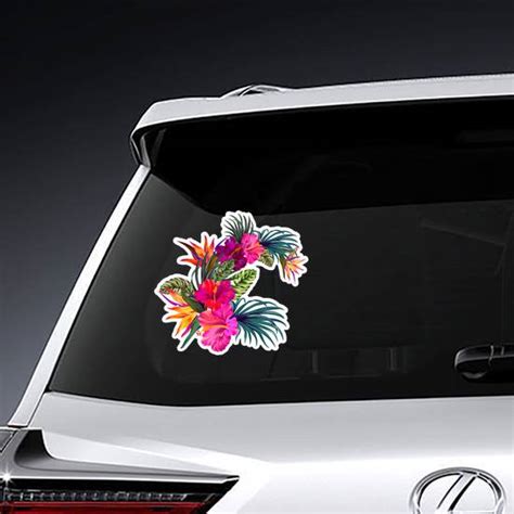 Retro Hawaiian Tropical Hibiscus Flowers Sticker