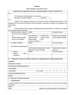 Fillable Online Form B See Rule C And A Application Fax