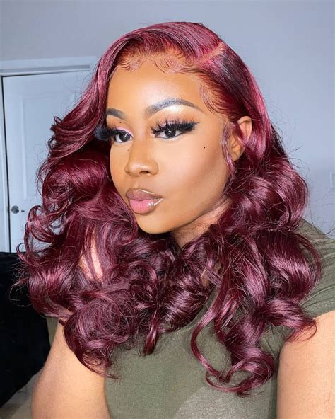 Burgundy Hair Color Lace Front Wig Body Wave Colored Wigs